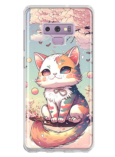 Samsung Galaxy Note 9 Kawaii Manga Pink Cherry Blossom Cute Cat Hybrid Protective Phone Case Cover