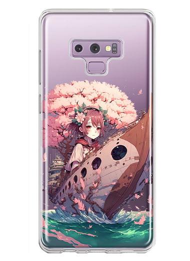 Samsung Galaxy Note 9 Kawaii Manga Pink Cherry Blossom Japanese Girl Boat Hybrid Protective Phone Case Cover