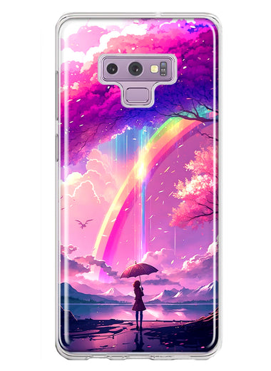 Samsung Galaxy Note 9 Kawaii Manga Pink Cherry Blossom Japanese Rainbow Girl Hybrid Protective Phone Case Cover