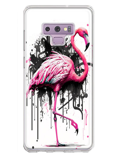Samsung Galaxy Note 9 Pink Flamingo Painting Graffiti Hybrid Protective Phone Case Cover