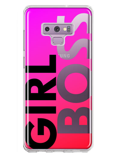 Samsung Galaxy Note 9 Pink Clear Funny Text Quote Girl Boss Hybrid Protective Phone Case Cover