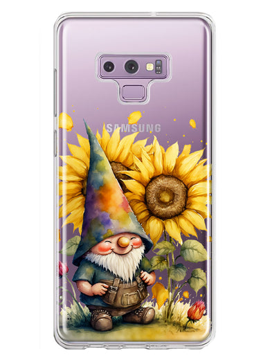 Samsung Galaxy Note 9 Cute Gnome Sunflowers Clear Hybrid Protective Phone Case Cover