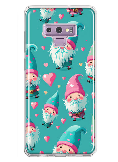 Samsung Galaxy Note 9 Turquoise Pink Hearts Gnomes Hybrid Protective Phone Case Cover