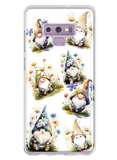 Samsung Galaxy Note 9 Cute White Blue Daisies Gnomes Hybrid Protective Phone Case Cover
