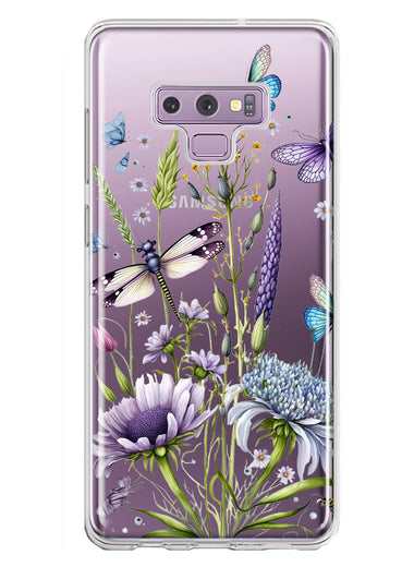 Samsung Galaxy Note 9 Lavender Dragonfly Butterflies Spring Flowers Hybrid Protective Phone Case Cover