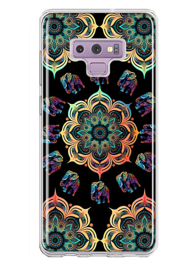 Samsung Galaxy Note 9 Mandala Geometry Abstract Elephant Pattern Hybrid Protective Phone Case Cover