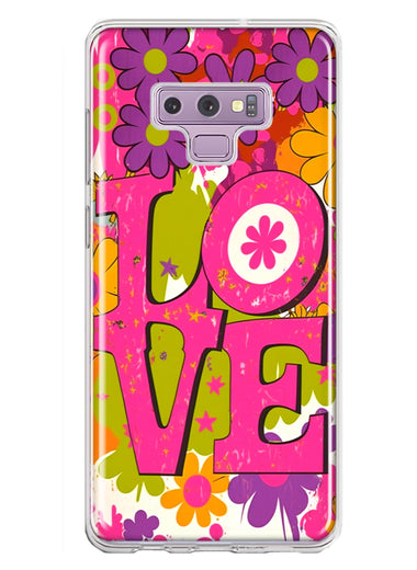 Samsung Galaxy Note 9 Pink Daisy Love Graffiti Painting Art Hybrid Protective Phone Case Cover