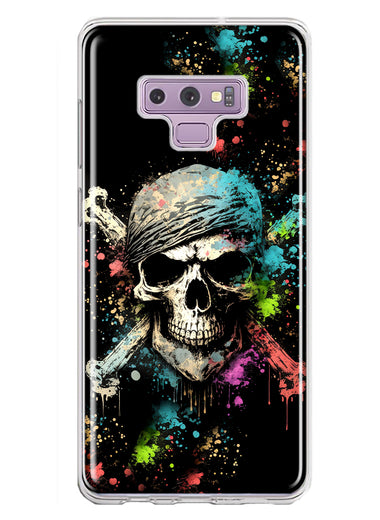 Samsung Galaxy Note 9 Fantasy Paint Splash Pirate Skull Hybrid Protective Phone Case Cover