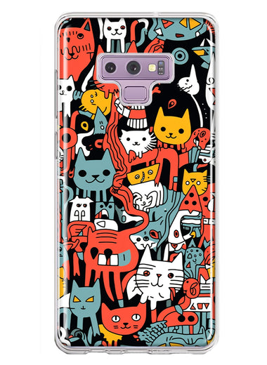 Samsung Galaxy Note 9 Psychedelic Cute Cats Friends Pop Art Hybrid Protective Phone Case Cover
