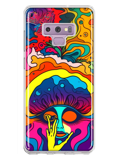 Samsung Galaxy Note 9 Neon Rainbow Psychedelic Trippy Hippie Big Brain Hybrid Protective Phone Case Cover