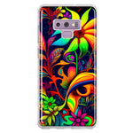 Samsung Galaxy Note 9 Neon Rainbow Psychedelic Trippy Hippie Daisy Flowers Hybrid Protective Phone Case Cover