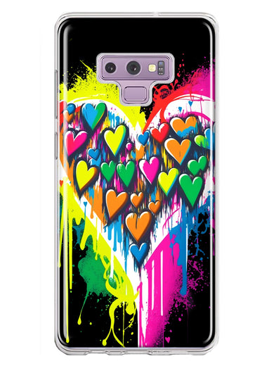 Samsung Galaxy Note 9 Colorful Rainbow Hearts Love Graffiti Painting Hybrid Protective Phone Case Cover