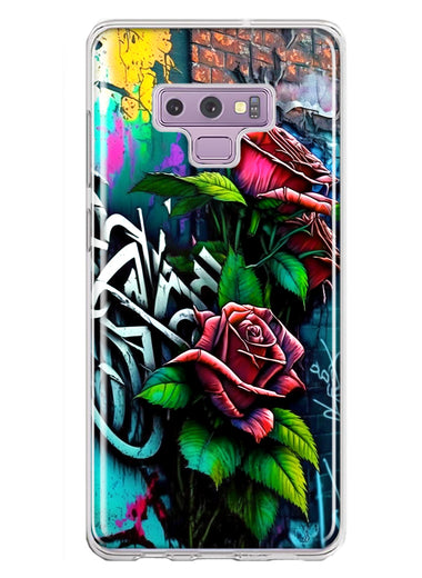 Samsung Galaxy Note 9 Red Roses Graffiti Painting Art Hybrid Protective Phone Case Cover