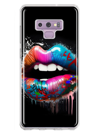 Samsung Galaxy Note 9 Colorful Lip Graffiti Painting Art Hybrid Protective Phone Case Cover