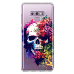 Samsung Galaxy Note 9 Fantasy Skull Red Purple Roses Hybrid Protective Phone Case Cover