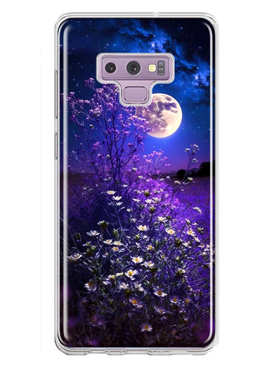 Samsung Galaxy Note 9 Spring Moon Night Lavender Flowers Floral Hybrid Protective Phone Case Cover
