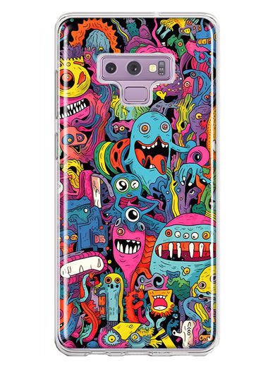 Samsung Galaxy Note 9 Psychedelic Trippy Happy Aliens Characters Hybrid Protective Phone Case Cover