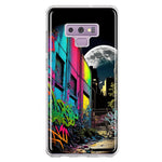 Samsung Galaxy Note 9 Urban City Full Moon Graffiti Painting Art Hybrid Protective Phone Case Cover