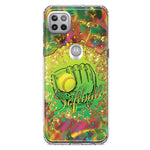 Motorola Moto One 5G Love Softball Girls Glove Green Tie Dye Swirl Paint Hybrid Protective Phone Case Cover
