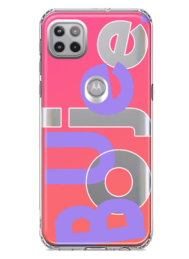 Motorola Moto One 5G Pink Purple Clear Funny Text Quote Boujee Hybrid Protective Phone Case Cover