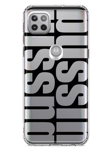 Motorola Moto One 5G Black Clear Funny Text Quote Bussin Hybrid Protective Phone Case Cover