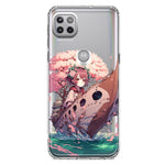 Motorola Moto One 5G Ace Kawaii Manga Pink Cherry Blossom Japanese Girl Boat Hybrid Protective Phone Case Cover