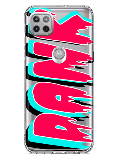 Motorola Moto One 5G Teal Pink Clear Funny Text Quote Dank Hybrid Protective Phone Case Cover