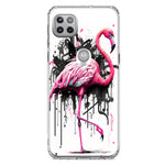 Motorola Moto One 5G Ace Pink Flamingo Painting Graffiti Hybrid Protective Phone Case Cover