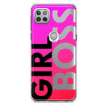 Motorola Moto One 5G Pink Clear Funny Text Quote Girl Boss Hybrid Protective Phone Case Cover