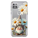 Motorola Moto One 5G Cute Gnome White Daisy Flowers Floral Hybrid Protective Phone Case Cover