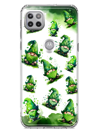 Motorola Moto One 5G Gnomes Shamrock Lucky Green Clover St. Patrick Hybrid Protective Phone Case Cover