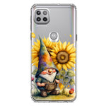 Motorola Moto One 5G Cute Gnome Sunflowers Clear Hybrid Protective Phone Case Cover