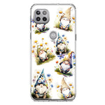 Motorola Moto One 5G Ace Cute White Blue Daisies Gnomes Hybrid Protective Phone Case Cover