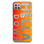 Motorola Moto One 5G Orange Clear Funny Text Quote Hella Down Hybrid Protective Phone Case Cover