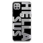 Motorola Moto One 5G Ace Black Clear Funny Text Quote Hella Sus Hybrid Protective Phone Case Cover