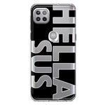 Motorola Moto One 5G Black Clear Funny Text Quote Hella Sus Hybrid Protective Phone Case Cover