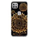Motorola Moto One 5G Ace Mandala Geometry Abstract Sunflowers Pattern Hybrid Protective Phone Case Cover
