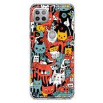 Motorola Moto One 5G Psychedelic Cute Cats Friends Pop Art Hybrid Protective Phone Case Cover