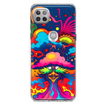 Motorola Moto One 5G Neon Rainbow Psychedelic Trippy Hippie Bomb Star Dream Hybrid Protective Phone Case Cover