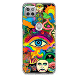 Motorola Moto One 5G Neon Rainbow Psychedelic Trippy Hippie Multiple Eyes Hybrid Protective Phone Case Cover