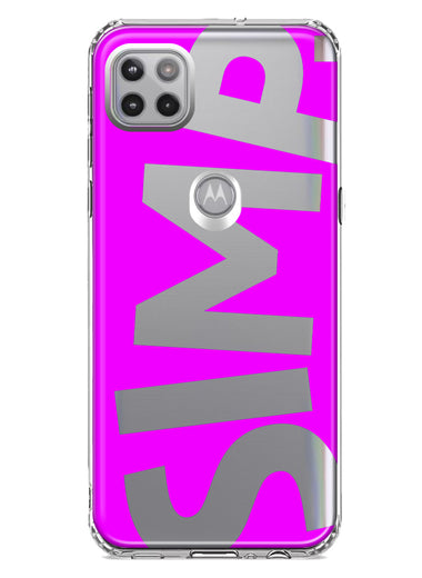 Motorola Moto One 5G Hot Pink Clear Funny Text Quote Simp Hybrid Protective Phone Case Cover