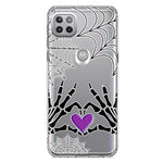 Motorola Moto One 5G Ace Halloween Skeleton Heart Hands Spooky Spider Web Hybrid Protective Phone Case Cover