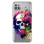 Motorola Moto One 5G Fantasy Skull Red Purple Roses Hybrid Protective Phone Case Cover