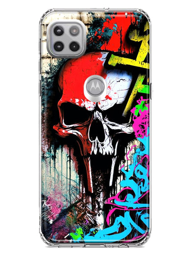 Motorola Moto One 5G Skull Face Graffiti Painting Art Hybrid Protective Phone Case Cover