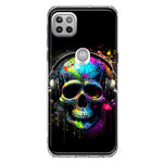 Motorola Moto One 5G Fantasy Skull Headphone Colorful Pop Art Hybrid Protective Phone Case Cover