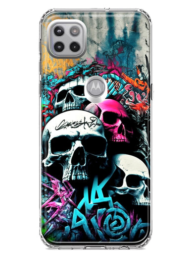 Motorola Moto One 5G Skulls Graffiti Painting Art Hybrid Protective Phone Case Cover
