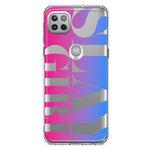 Motorola Moto One 5G Ace Pink Blue Clear Funny Text Quote Slay Girl Hybrid Protective Phone Case Cover