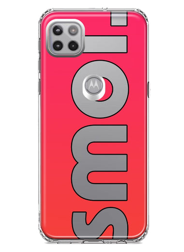 Motorola Moto One 5G Red Pink Clear Funny Text Quote Smol Hybrid Protective Phone Case Cover