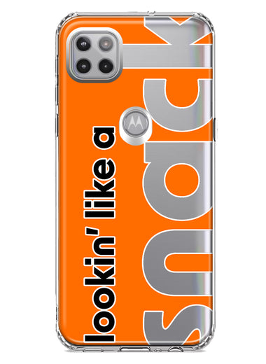 Motorola Moto One 5G Orange Clear Funny Text Quote Snack Hybrid Protective Phone Case Cover