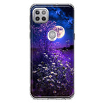 Motorola Moto One 5G Ace Spring Moon Night Lavender Flowers Floral Hybrid Protective Phone Case Cover